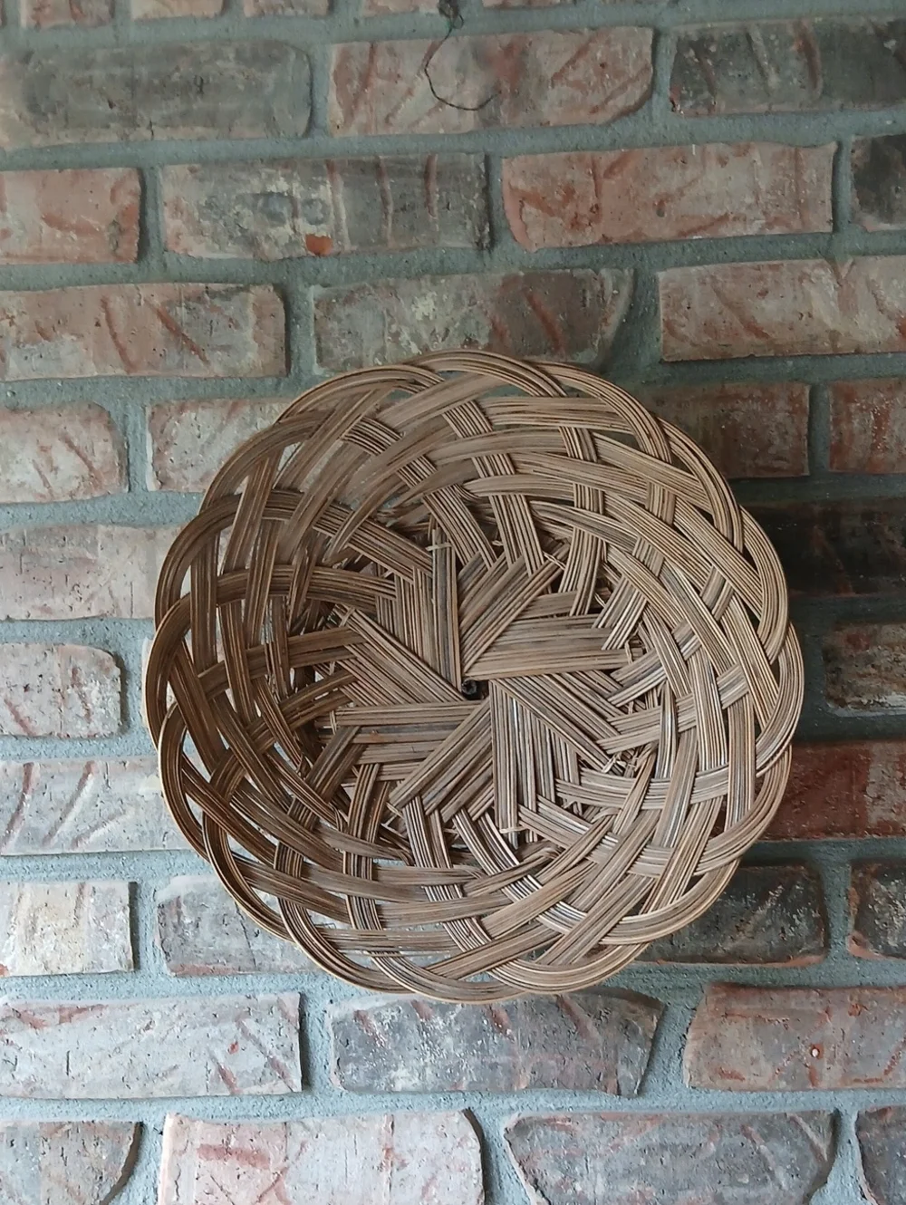 Handwoven Natural Brown Wicker Wall Basket - 14 Inch Diameter
